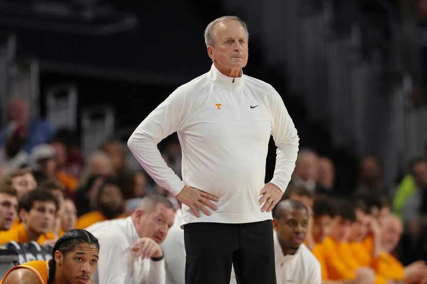 Tennessee coach Rick Barnes intently watches the team's play during the first half of an...
