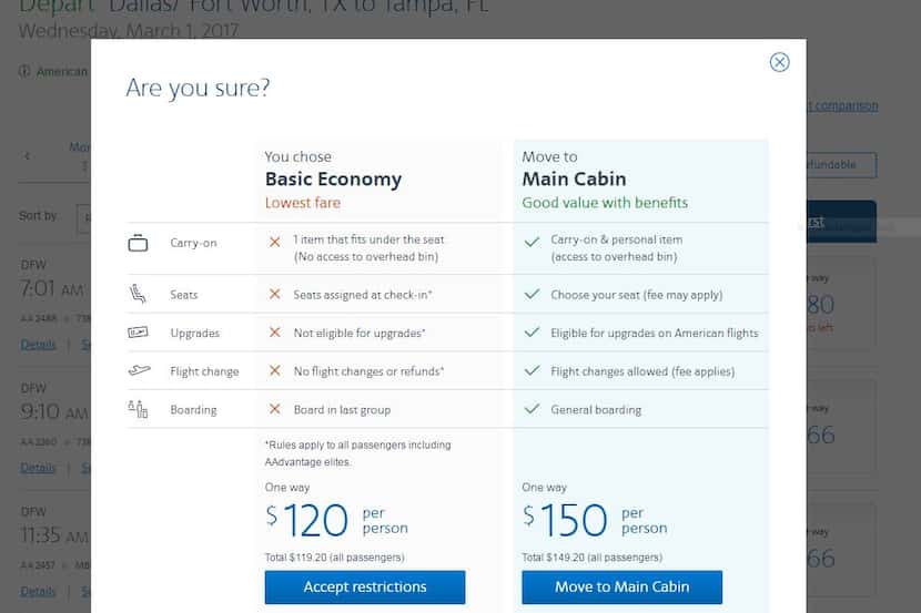 American Airlines has been pointing out the differences to travelers when they're buying...