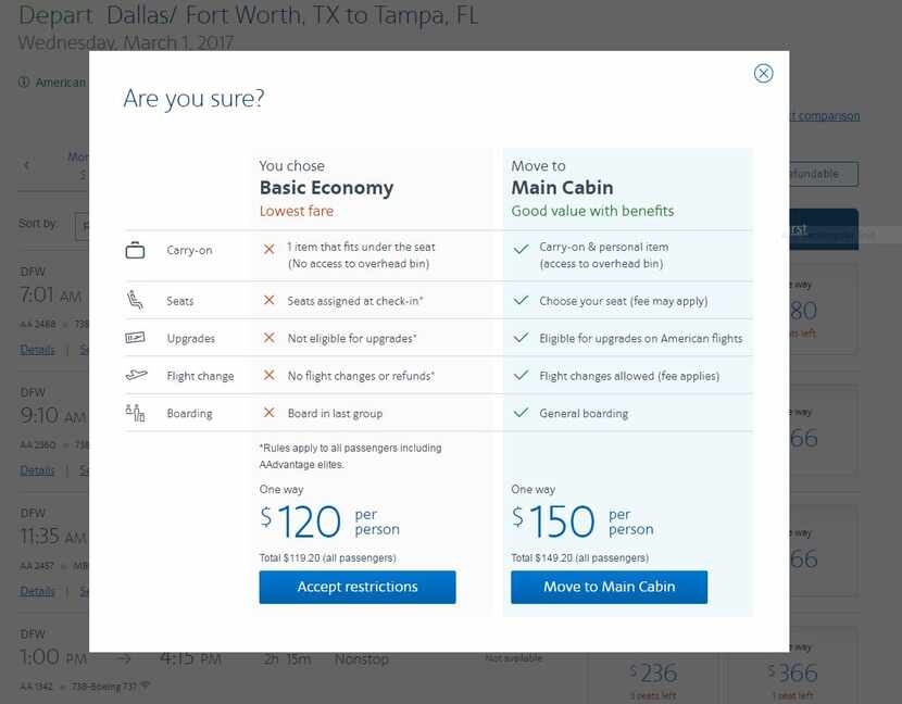 American Airlines warns customers before they book about what they'll miss out on by buying...