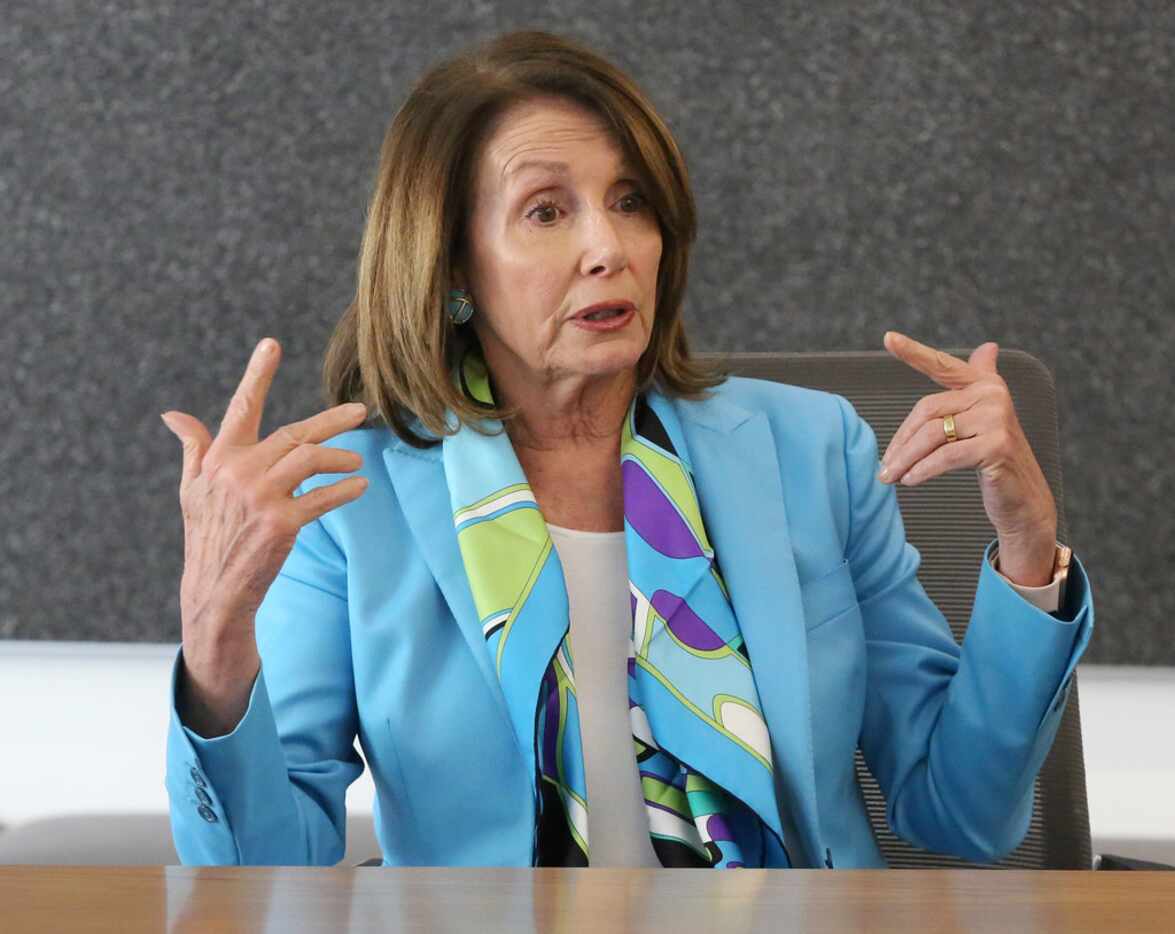 US House Minority Leader Nancy Pelosi meets with The Dallas Morning News' editorial board to...