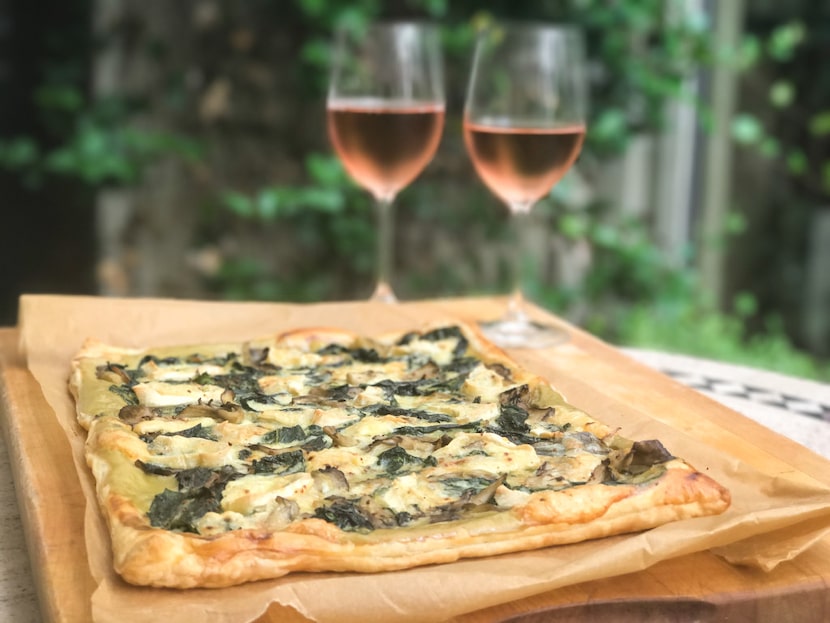 A savory tart with chard and mushrooms makes an excellent nibble with a glass of rosé for a...