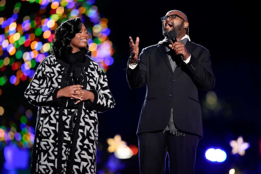 Samara Joy and father Antonio McLendon perform at the National Christmas Tree on the...