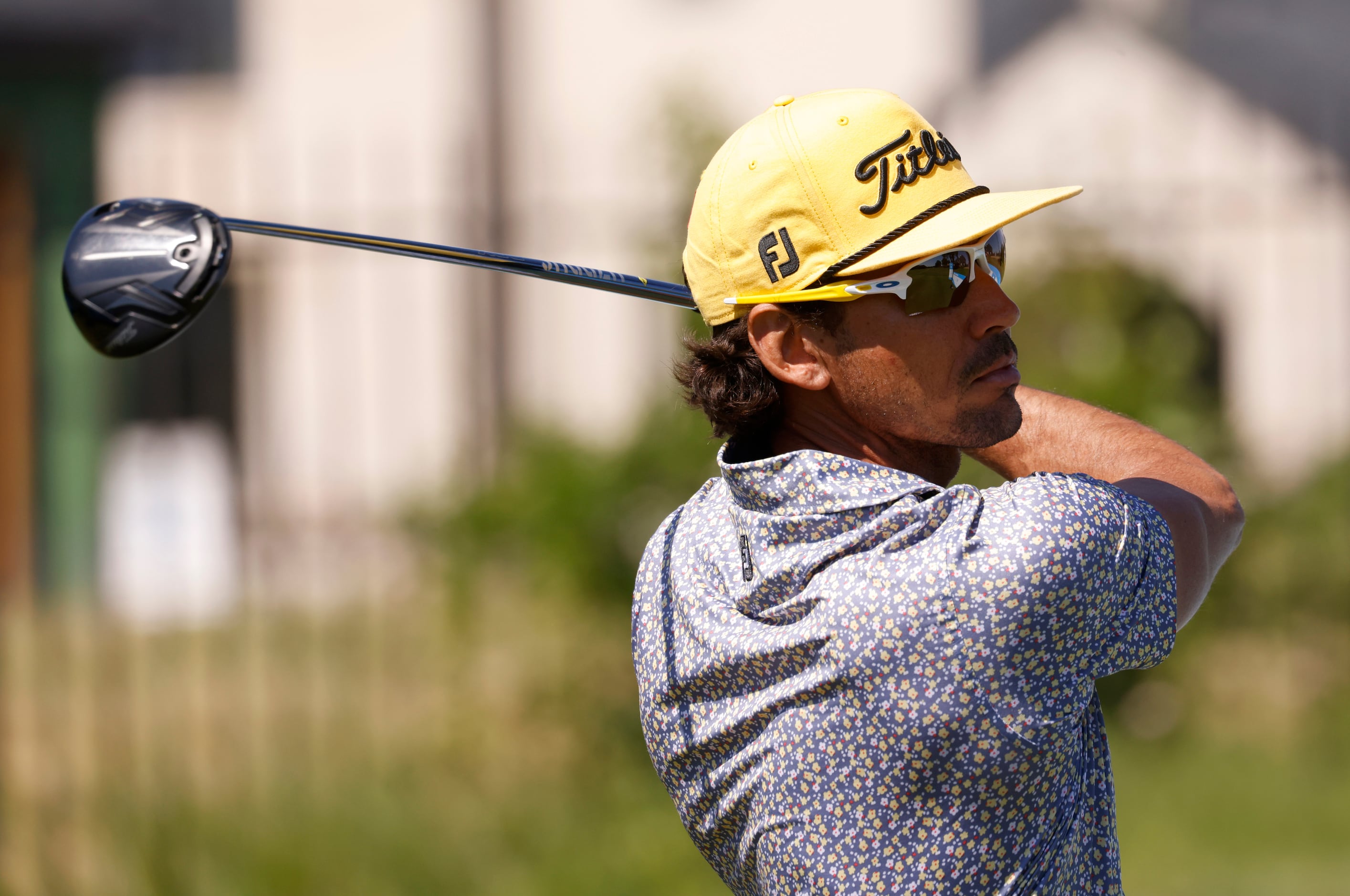 Rafa Cabrera Bello tees off on the 8th hole during round 1 of the AT&T Byron Nelson  at TPC...