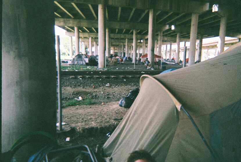 A homeless encampment photographed by Ron.