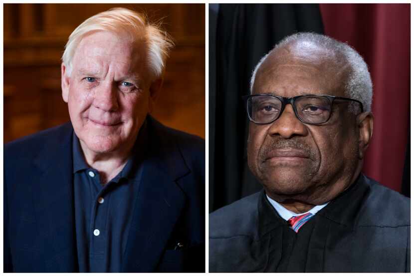 Dallas businessman Harlan Crow (left) and U.S. Supreme Court Justice Clarence Thomas (right).