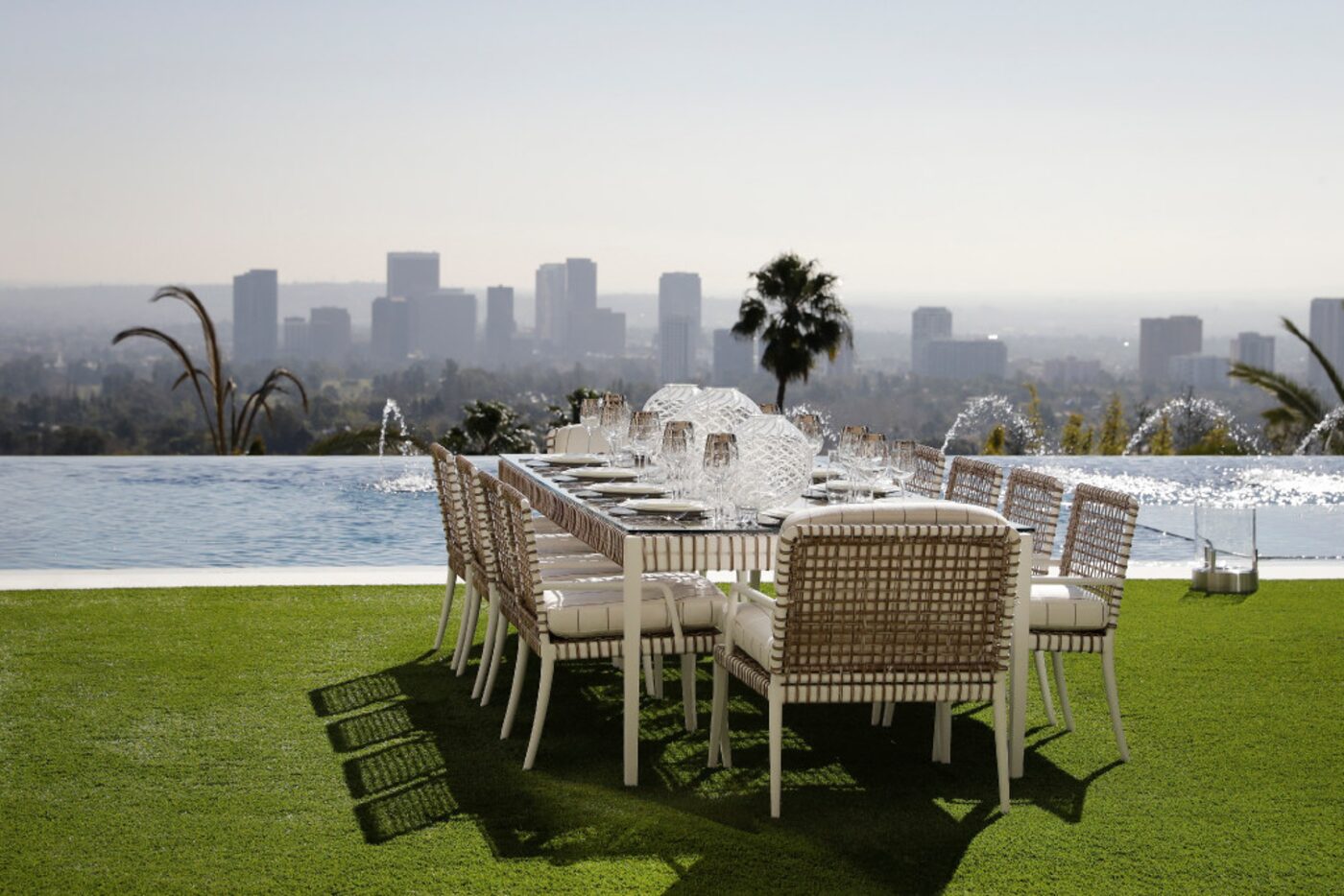 This Thursday, Jan. 26, 2017, photo shows an outdoor dining area next to an 85-foot infinity...