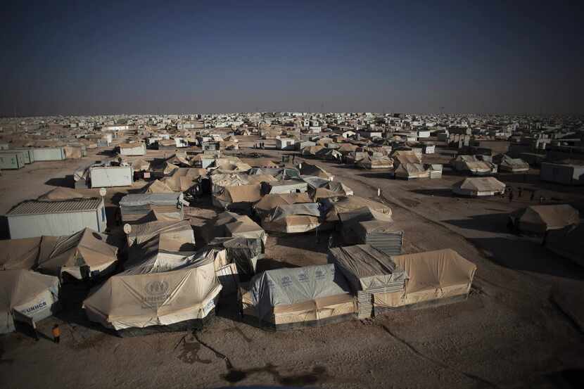An October 2013 photo of the Zaatari refugee camp, near the Syrian border in Jordan. At the...
