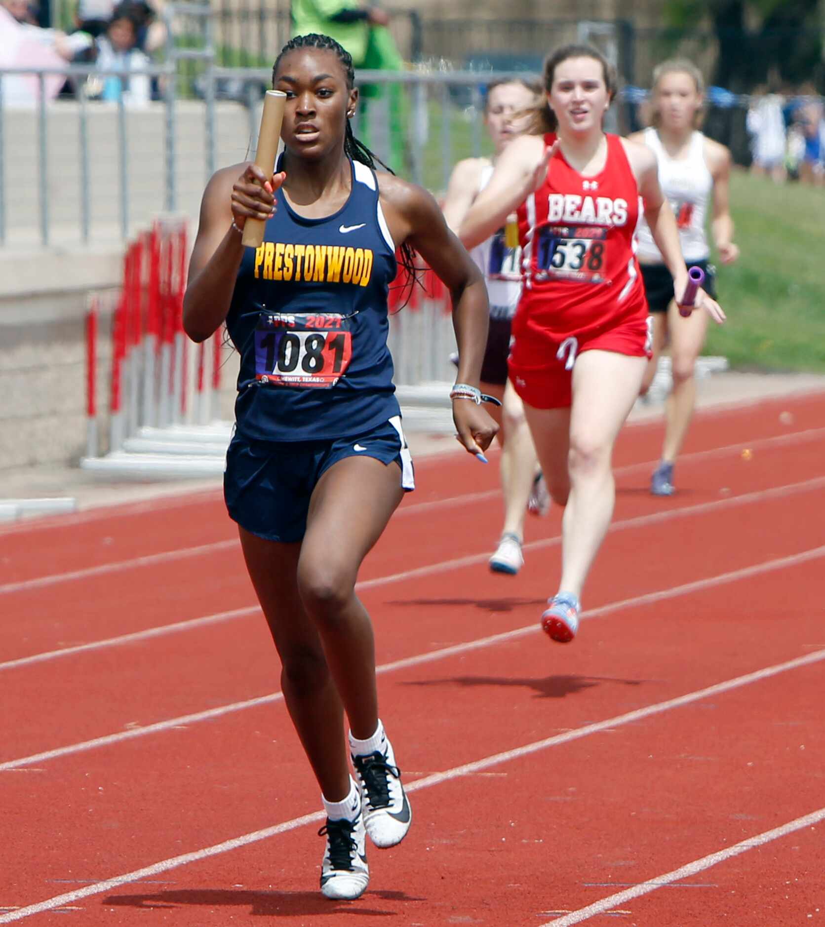 Prestonwood sprinter Nadia Thomas carried the baton to a first place finish as the anchor...