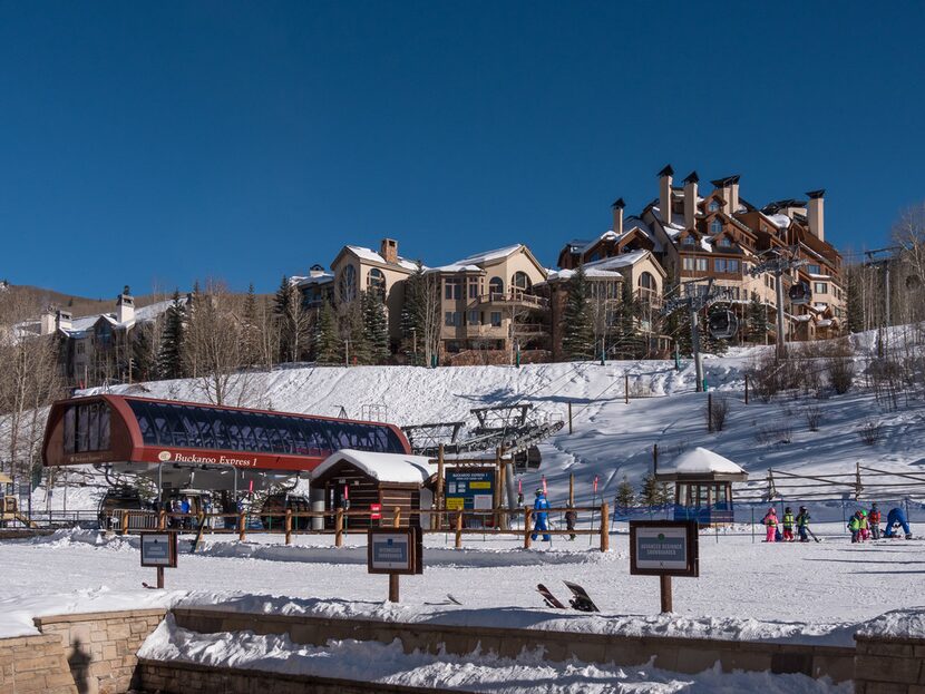 The Buckaroo Express gondola serves base-area kid's slopes at Colorado's Beaver Creek Ski...