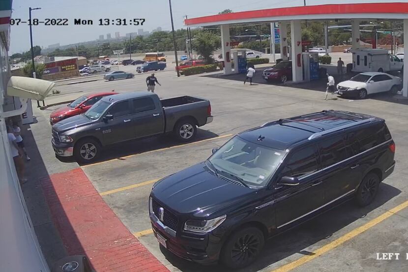 Surveillance footage from the crash at Abrams Road and Royal Lane, where the two suspects...