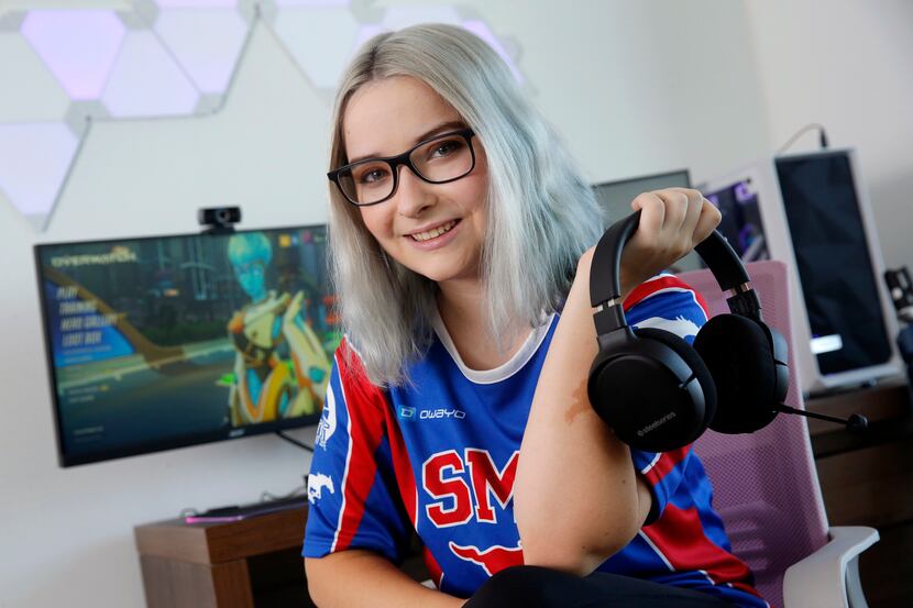 SMU Overwatch team captain and esports club president Anna Iorio at her Dallas apartment,...