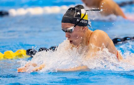 Highland Park senior Lindsey Hosch practices at the Highland Park High School Natatorium in...