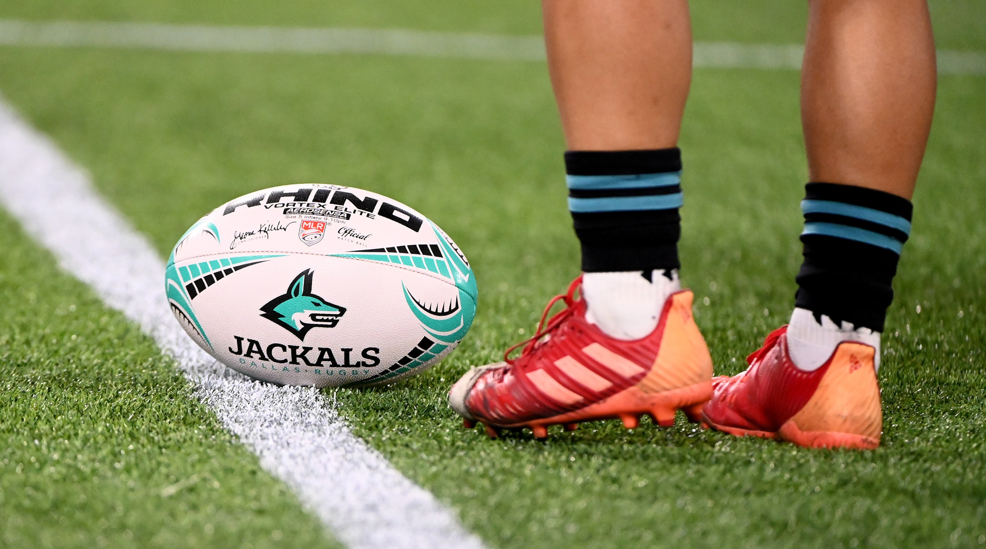 Adrian Carelse gets ready to line up a conversion kick during a Major League Rugby match...