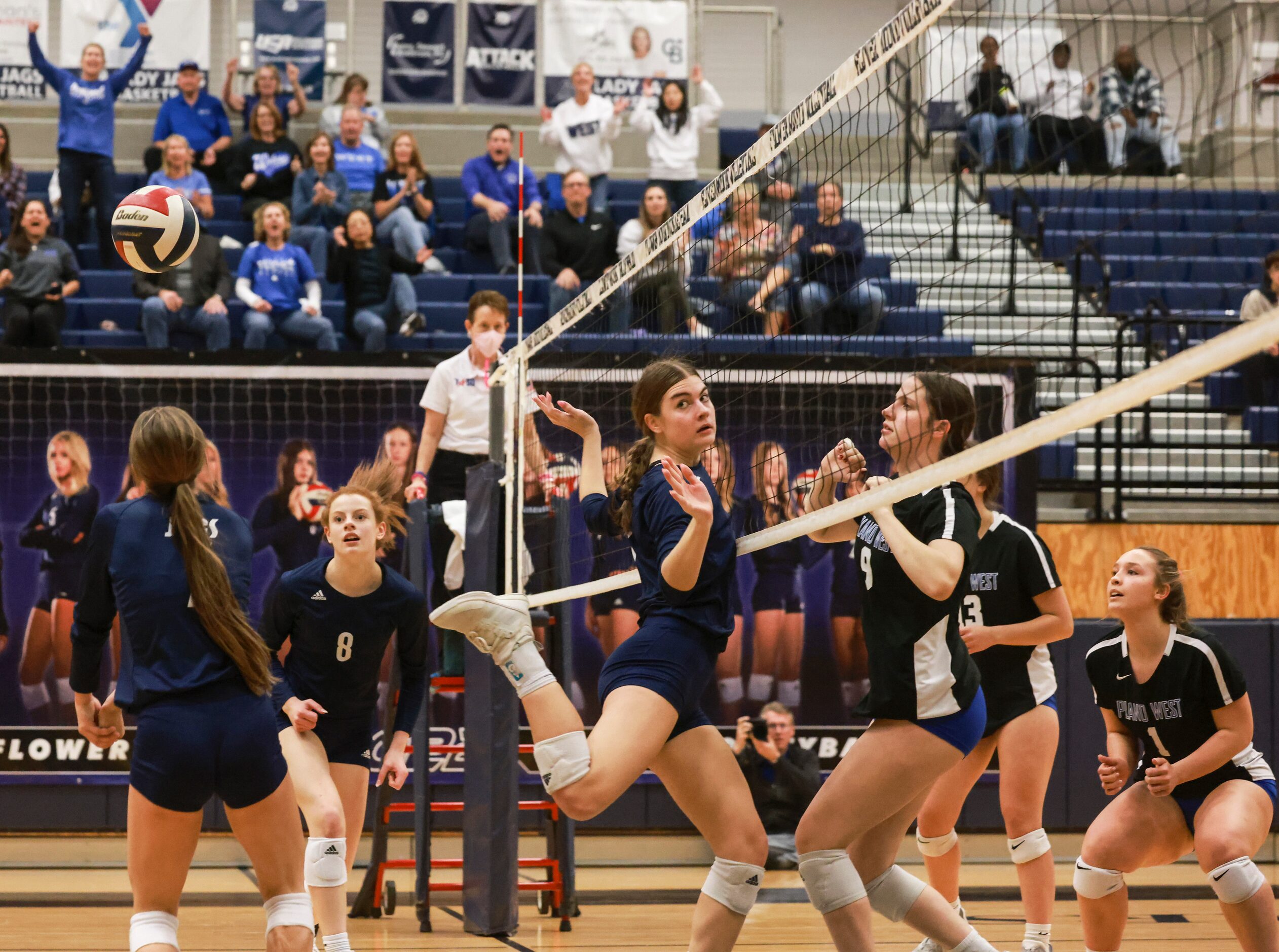 Plano West Senior High School scores a point against Flower Mound High School, Tuesday, Oct....