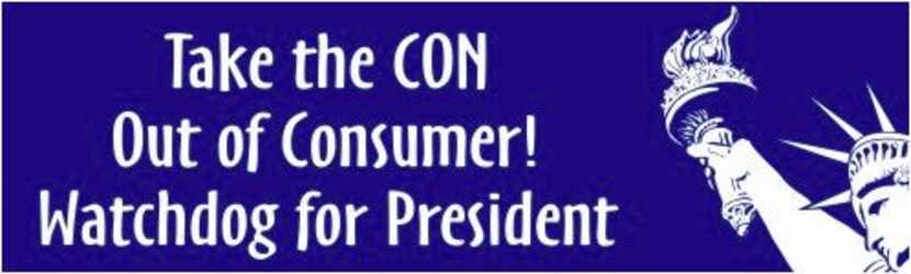 Bumper sticker from The Watchdog's satirical campaign for president in 2016.
