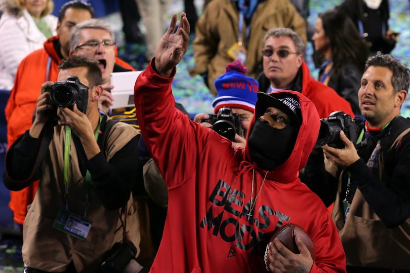 Seattle Seahawks running back Marshawn Lynch (24) after beating the Denver Broncos 43-8 in...