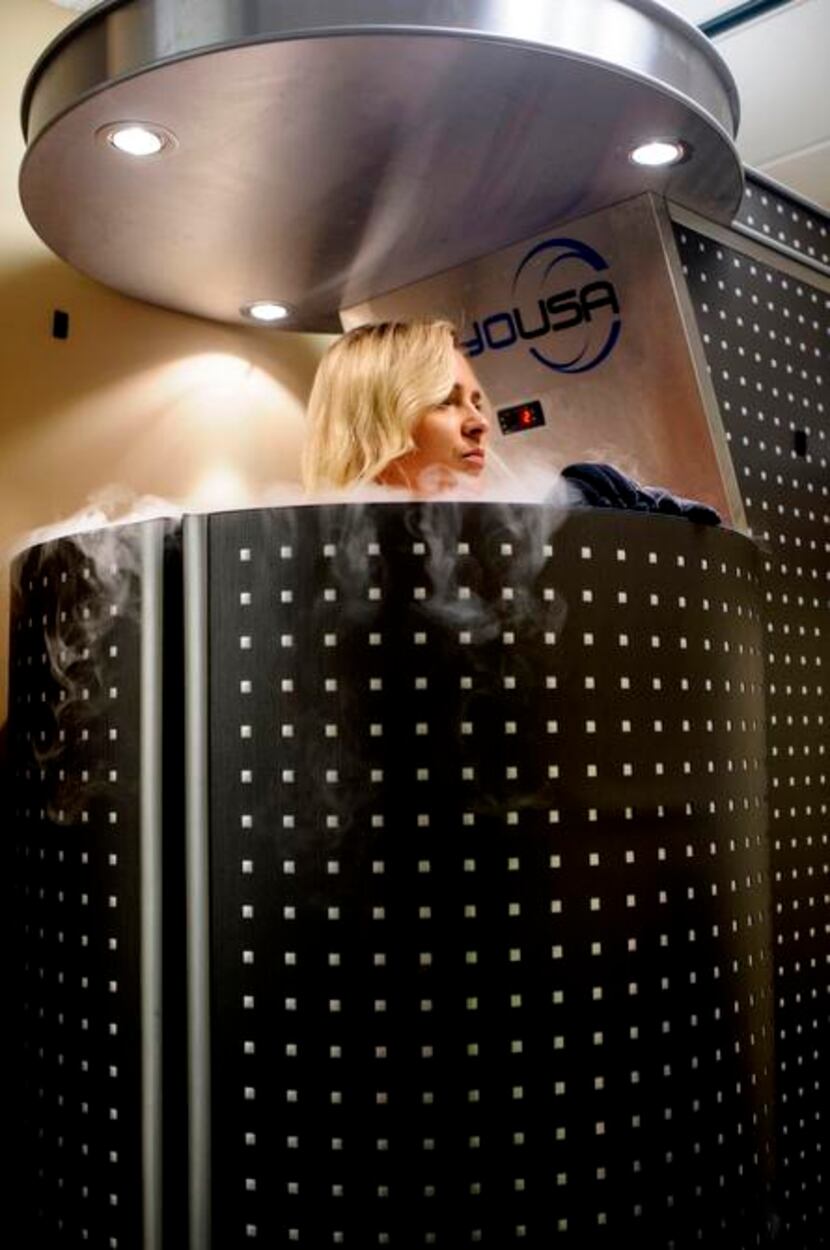 
Whole-body cryotherapy involves up to three minutes in a chamber of nitrogen gas to rapidly...