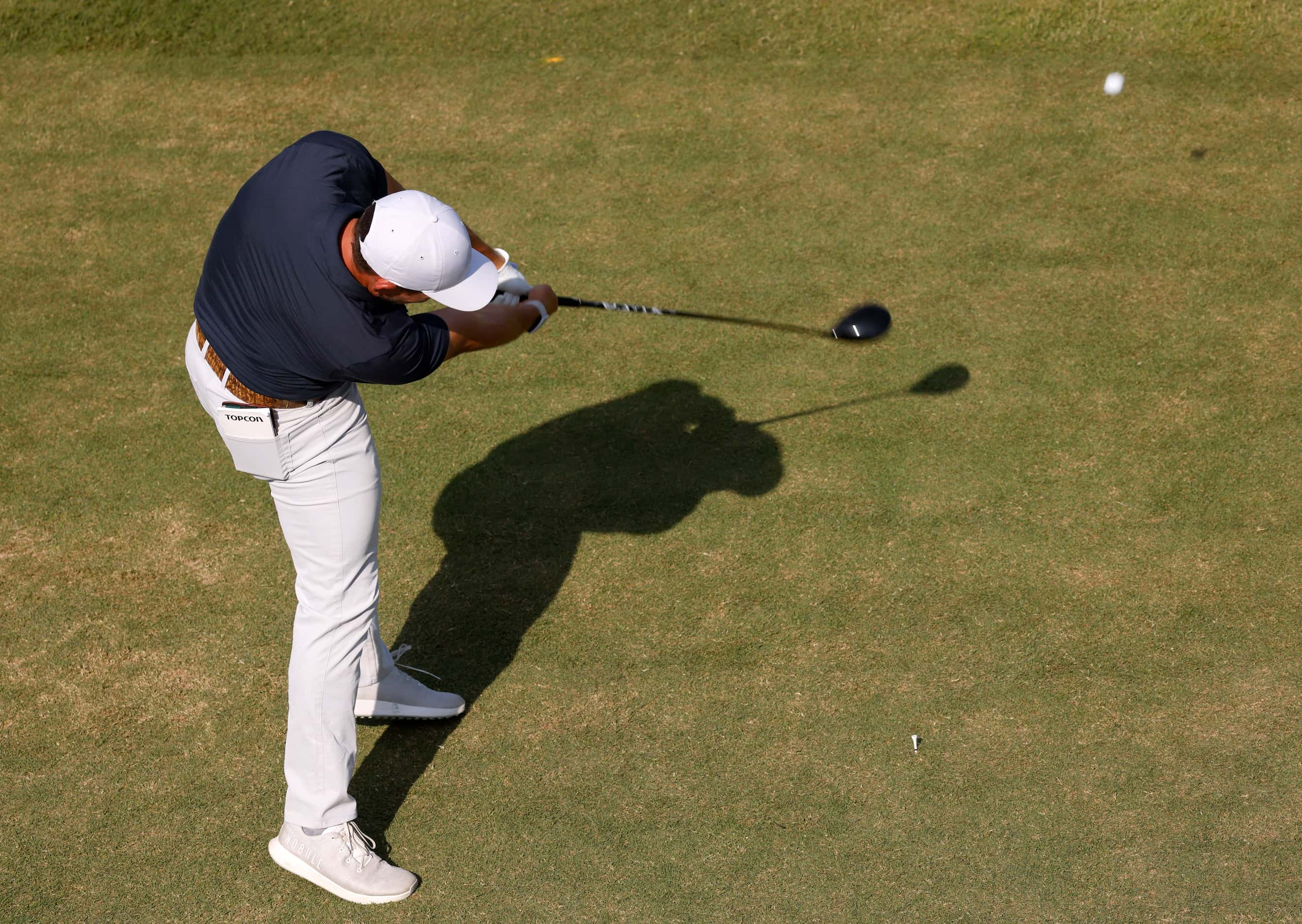 Scott Stallings hits from the tee box on the 13th hole during round 3 of the AT&T Byron...