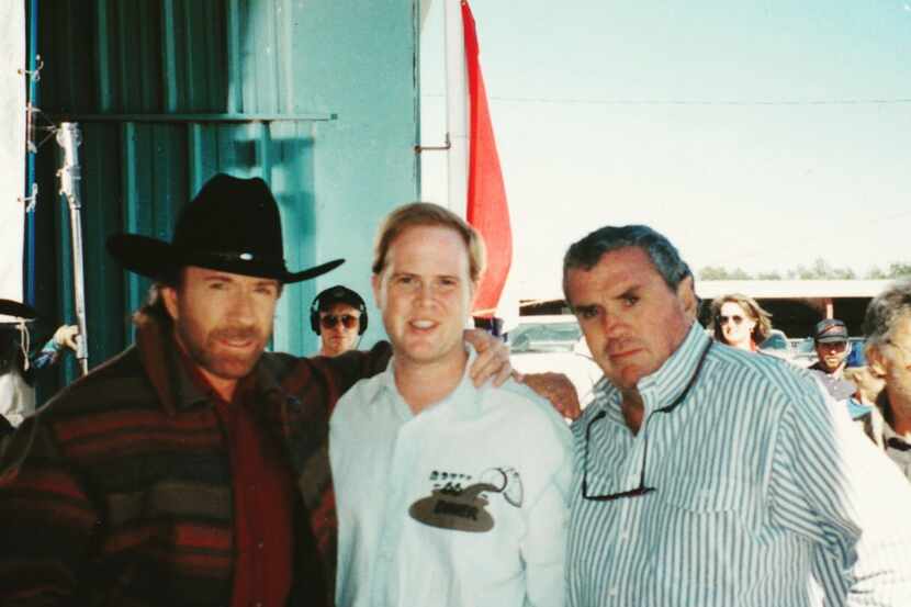 Actor Chuck Norris, Dallas Morning News staff writer Alan Peppard and director Michael...