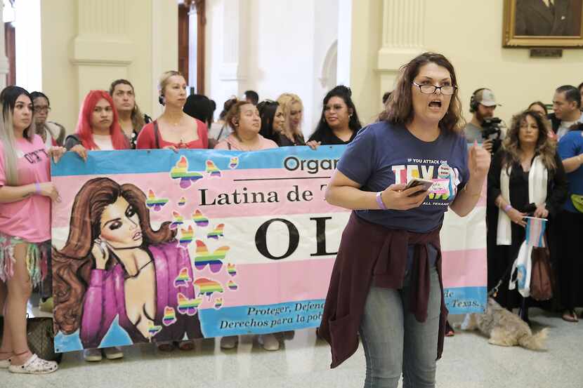 Sofia Sepulveda addressed a crowd gathered in the rotunda for Transgender Advocacy Day at...
