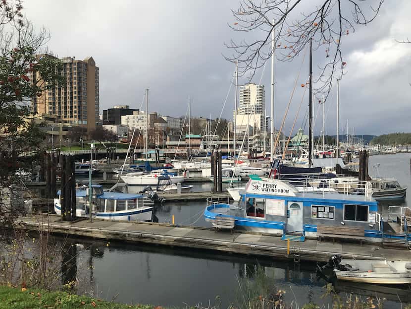 Boats dock at the harbor in Nanaimo, the hometown of Stars video coach Kelly Forbes.