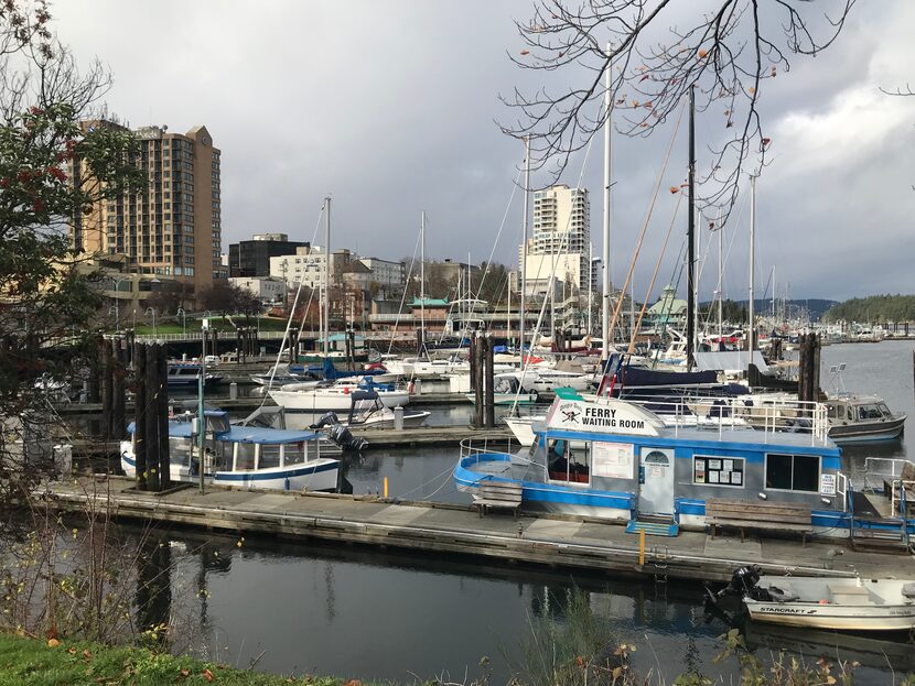 Boats dock at the harbor in Nanaimo, the hometown of Stars video coach Kelly Forbes.