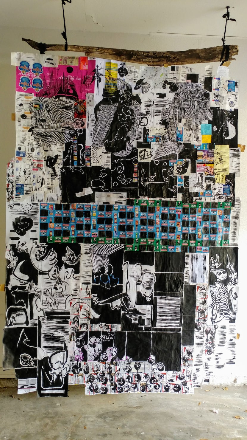 Xxavier Edward Carter's "Start Livin in the New World" 2020 collage "tapestry" is featured...