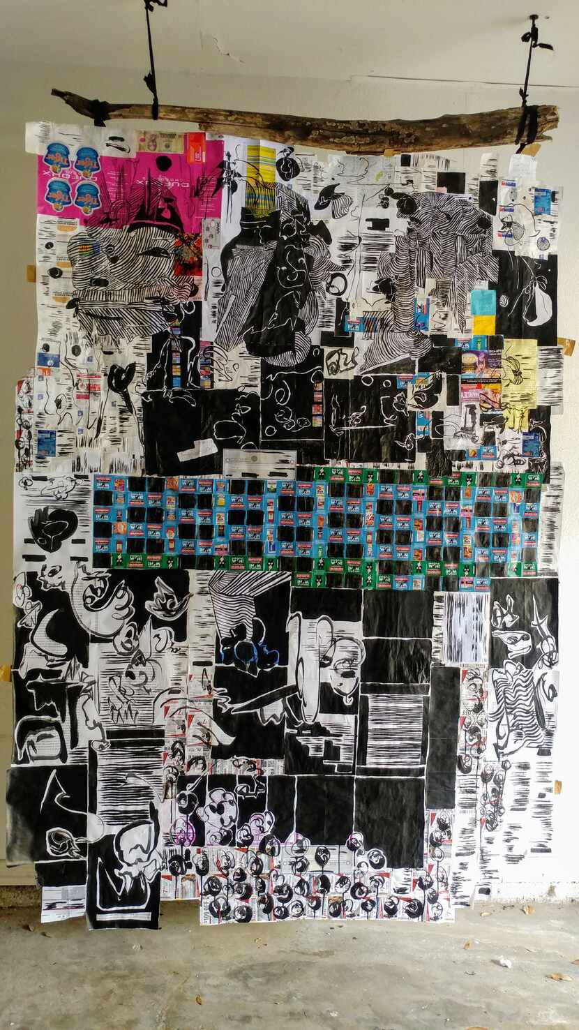 Xxavier Edward Carter's "Start Livin in the New World" 2020 collage "tapestry" is featured...