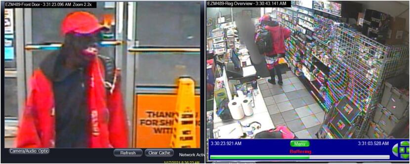 Police released images from surveillance footage of the fatal shooting of a store clerk...