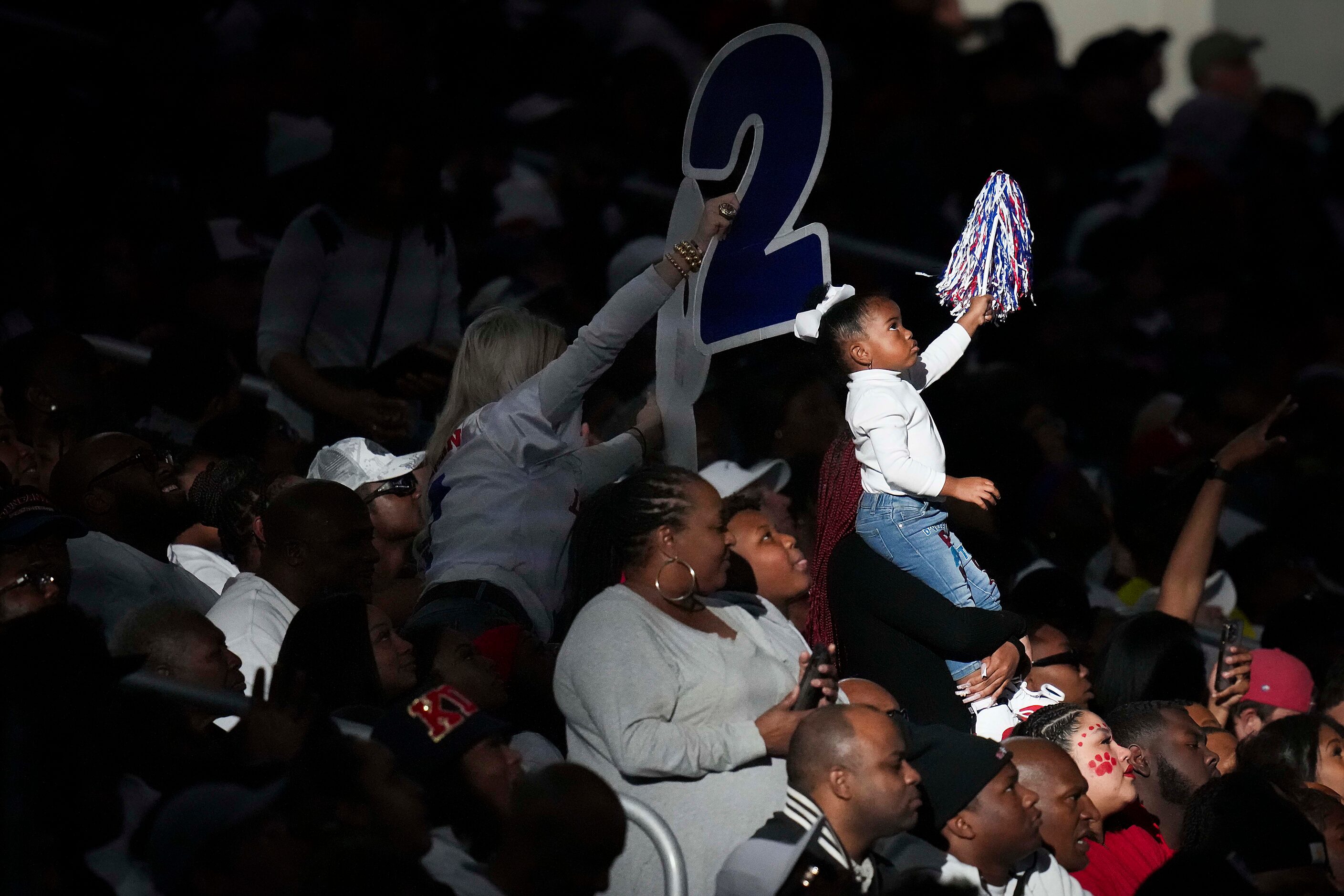 Duncanville fans cheer after running back Caden Durham scored on a 92-yard touchdown run...