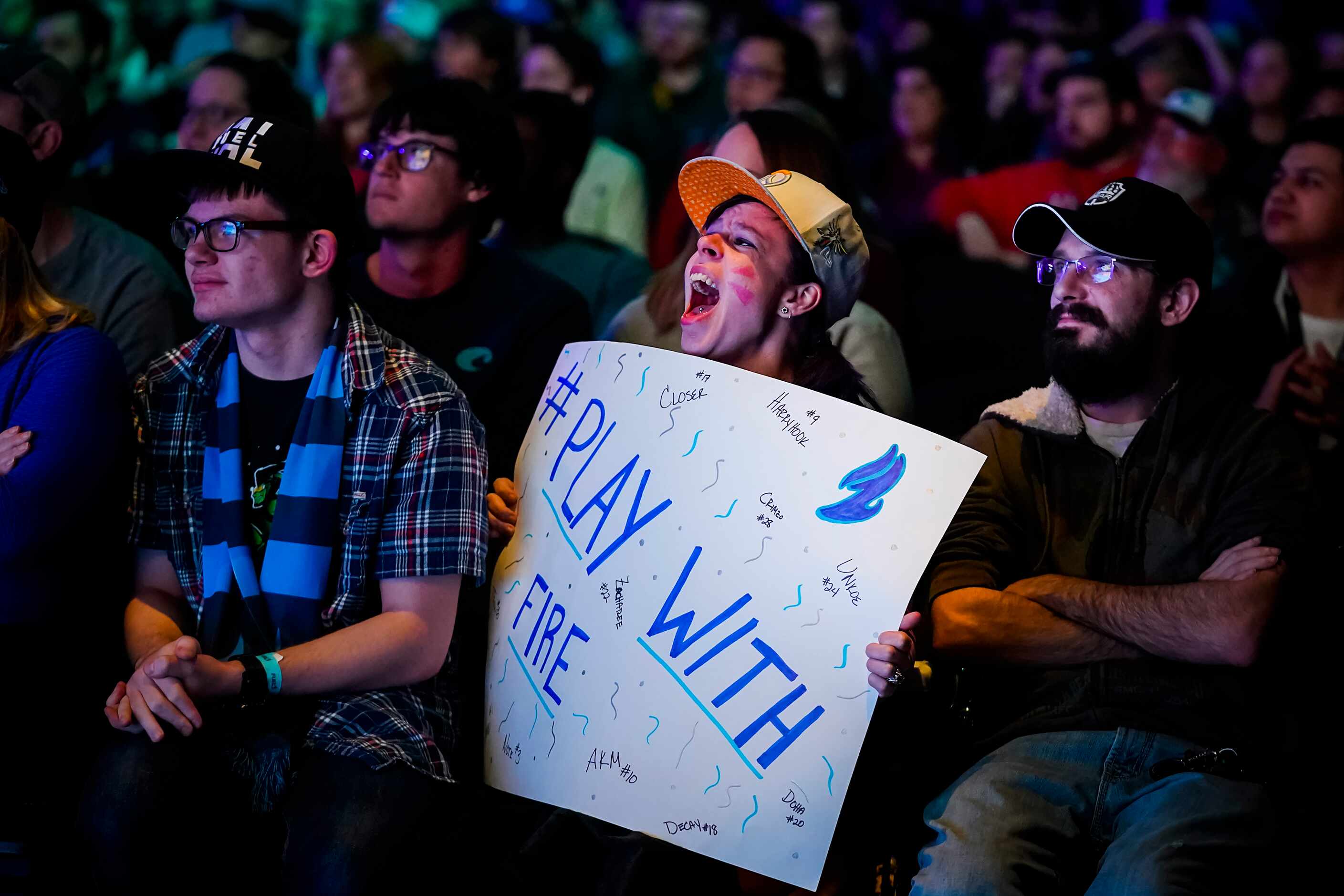 Fans cheer as the Dallas Fuel take on the he Los Angeles Valiant during a Overwatch League...