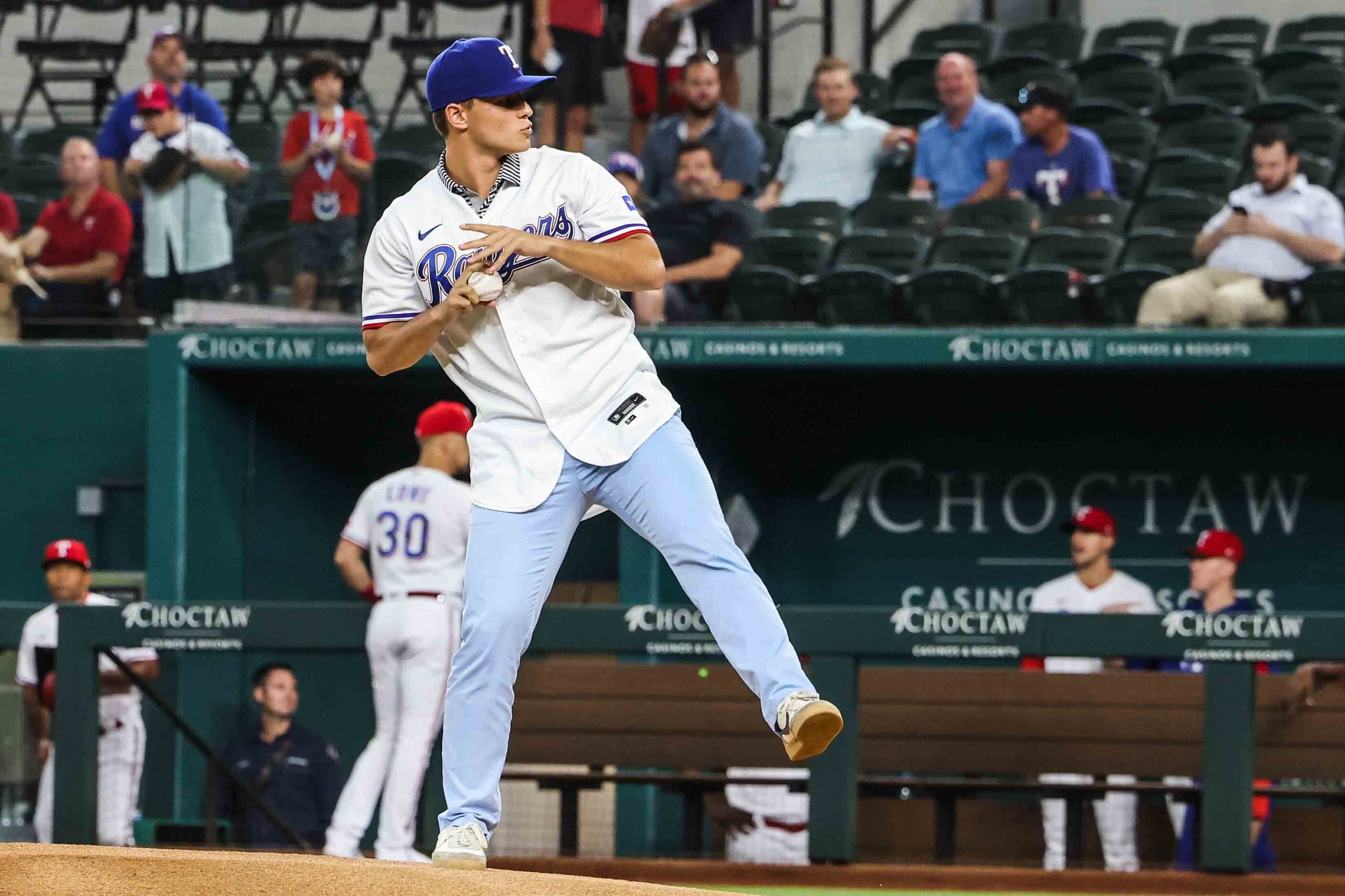 First pitch by Jack Leiter for Arizona Diamondbacks at Texas Rangers at the Globe Life Field...