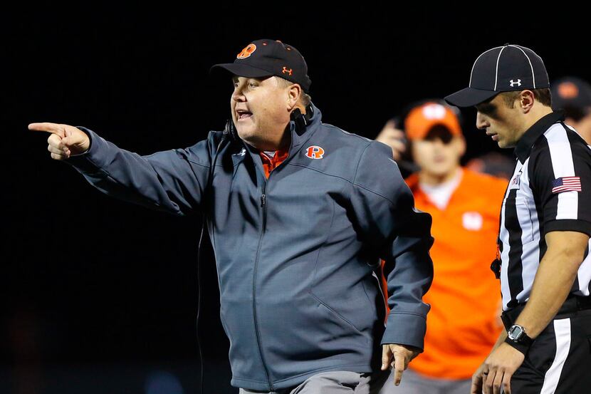 Rockwall head football coach Rodney Webb is pictured on the sideline as they faced Mesquite...