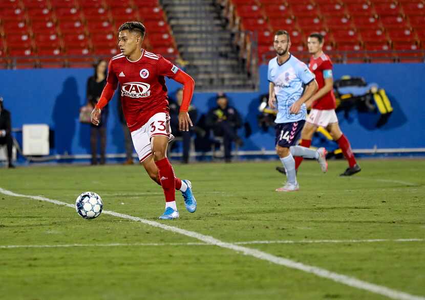 Edwin Cerrillo surveys the field ahead against Forward Madison in the North Texas SC playoff...