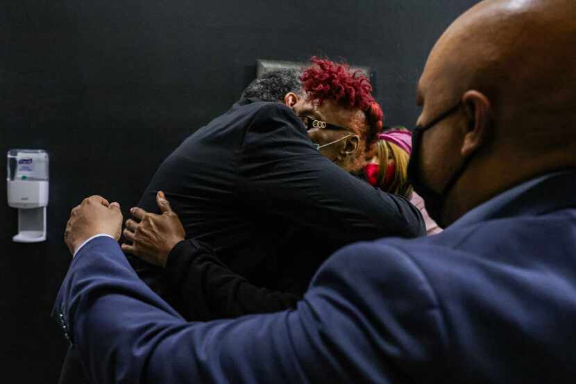 Ben Spencer hugs his mother, Lucille Spencer, after he was released from the Dallas County...