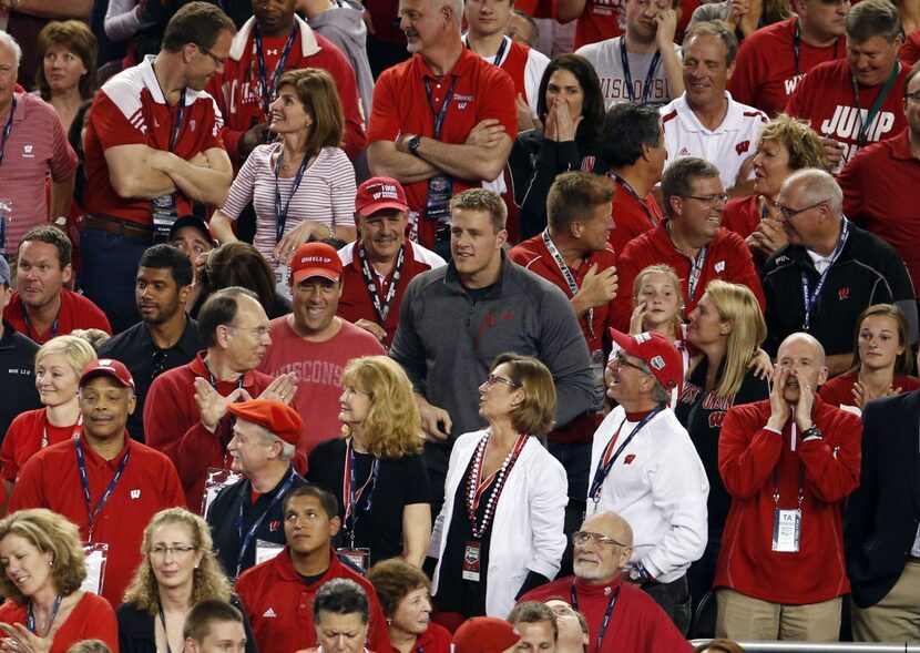 Apr 5, 2014; Arlington, TX, USA; Houston Texans defensive end J.J. Watt in attendance during...