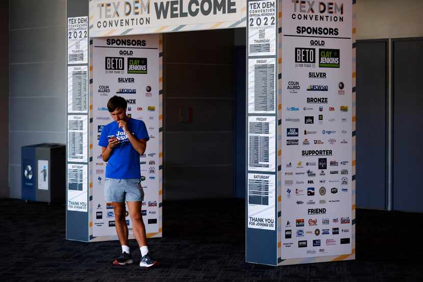 Jack Stuart waits for the rest of the National Democratic Training Committee outside the...