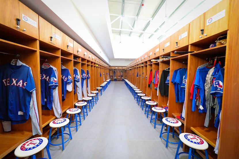 A look inside the clubhouse in the Texas Rangers' new $12.5 million baseball academy located...