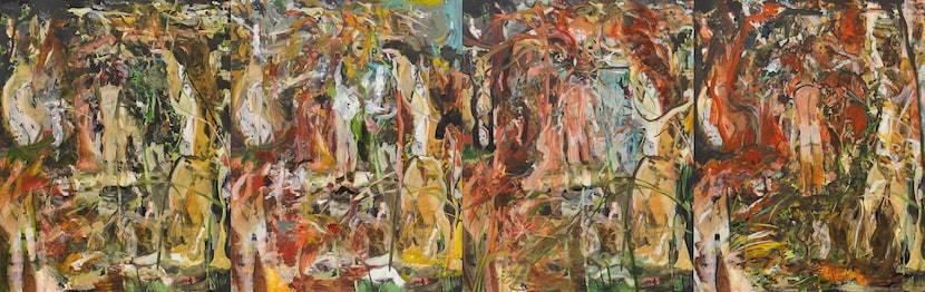 For her 2019 work "Saboteur Four Times," Cecily Brown completed a single canvas, digitally...