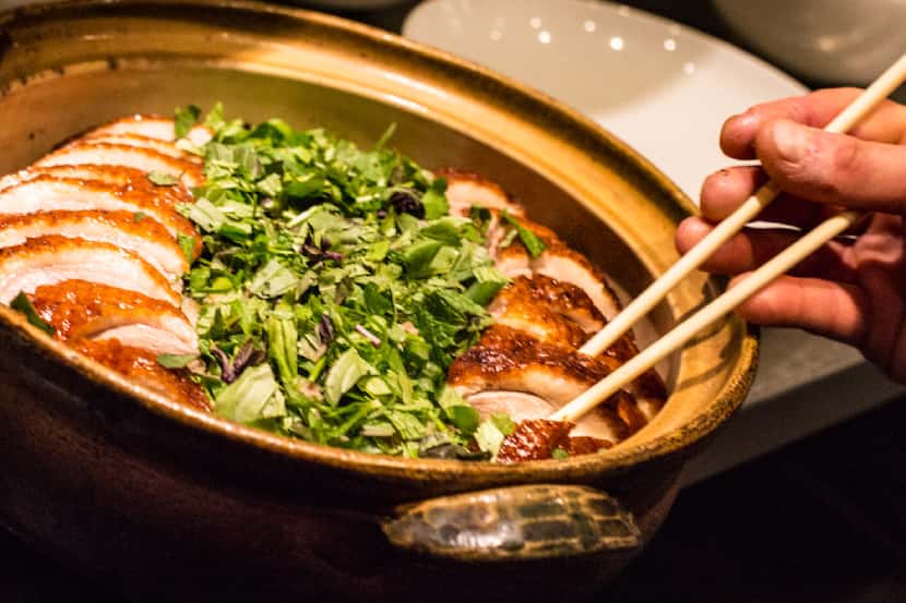 The crisp-skinned roasted duck is among the standouts at Momofuku Las Vegas.