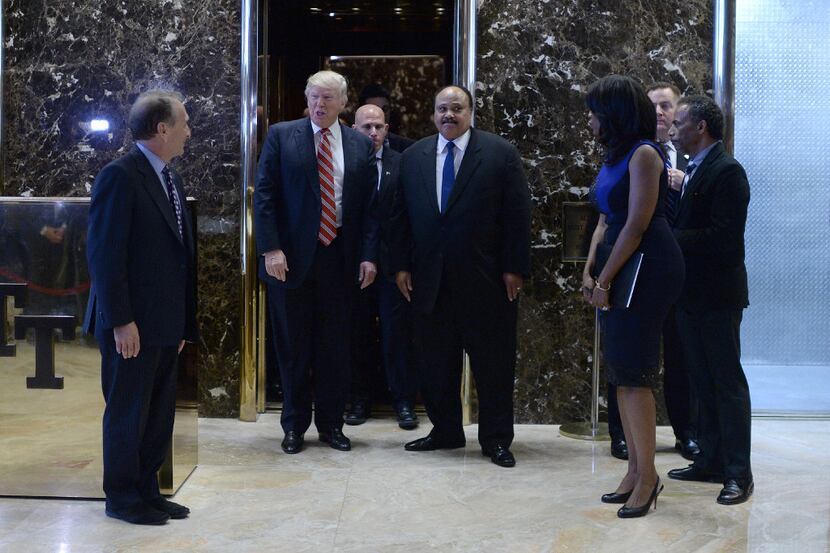 U.S. President-elect Donald Trump, second left, and Martin Luther King III, senior advisor...