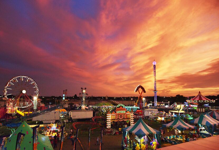 A colorful sunset brings the North Texas Fair and Rodeo to a close in 2017.