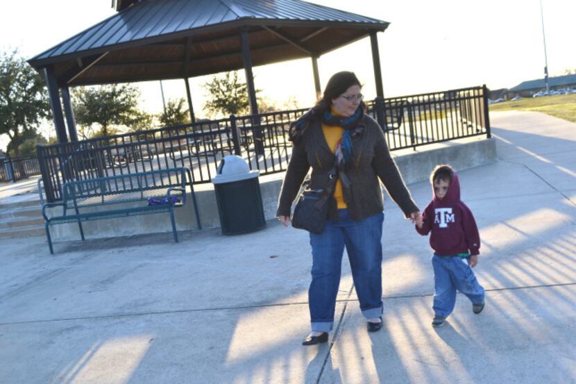 Nancy Roland of Heath walks with her son, Jett, at Towne Center Park. Heath ranks above...