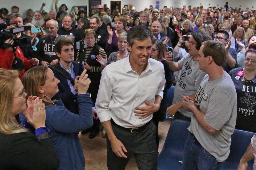El Paso Democrat  Beto O'Rourke arrives at a town hall meeting at the Plumbers & Pipefitters...