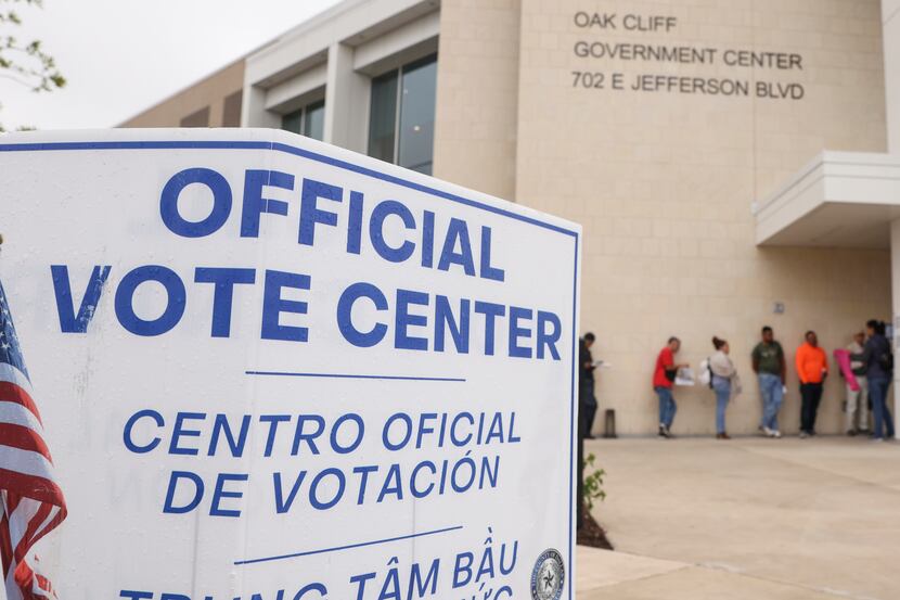 Dallas County residents waited in line to vote on May 24, 2022, at Oak Cliff Government...