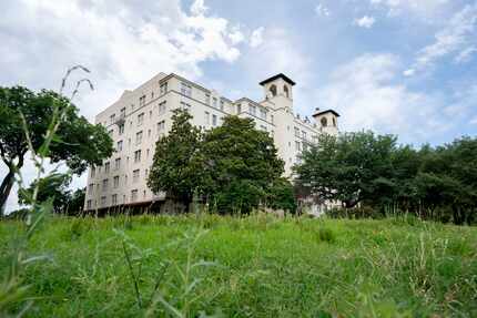 The historic Maple Terrace apartment building, seen from the corner of Maple Avenue and Wolf...