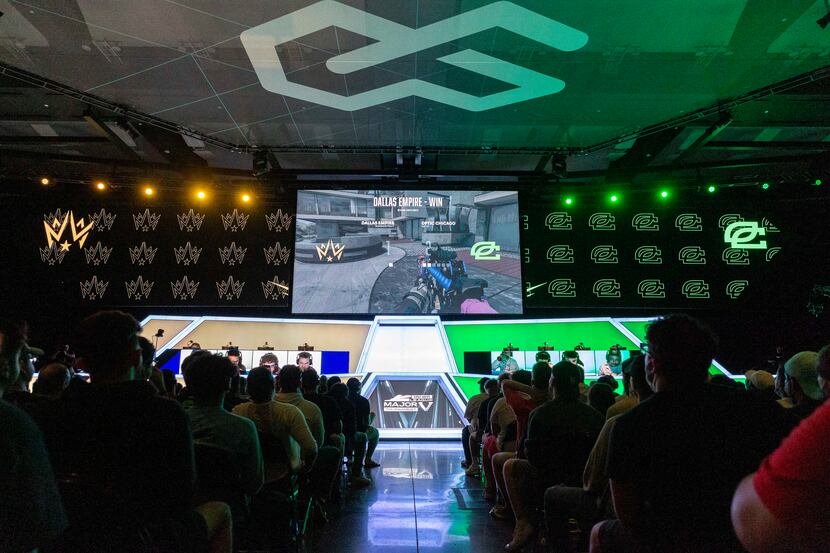 Fans watch a match between Dallas Empire and OpTic Chicago during the Call of Duty League...
