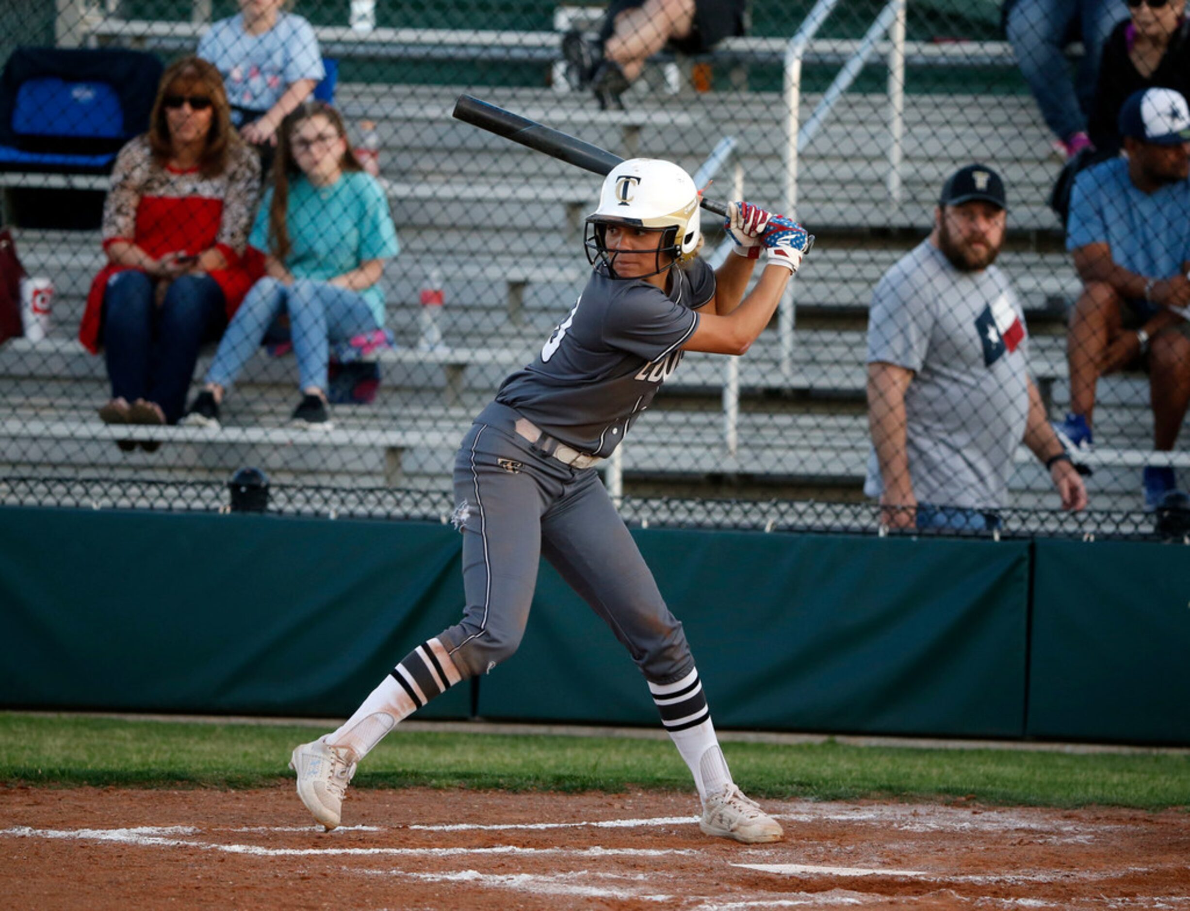 The Colony's Jayda Coleman bats against Birdville during game 2 of the Class 5A 
Bi-District...