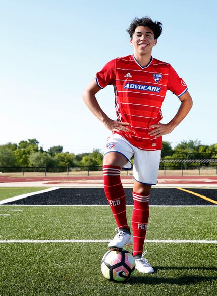 Johan Gomez, 17, an FC Dallas Academy player, poses for a photograph at Fort Worth Christian...