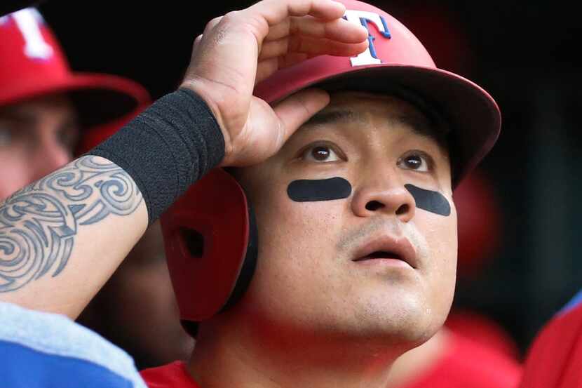 Texas Rangers right fielder Shin-Soo Choo (17) is pictured during the Cleveland Indians vs....